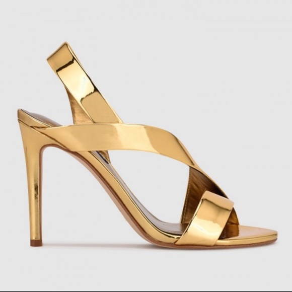 Nine West Golden Itzel dress mirrored sandals size 8 No Box - Picture 3 of 15